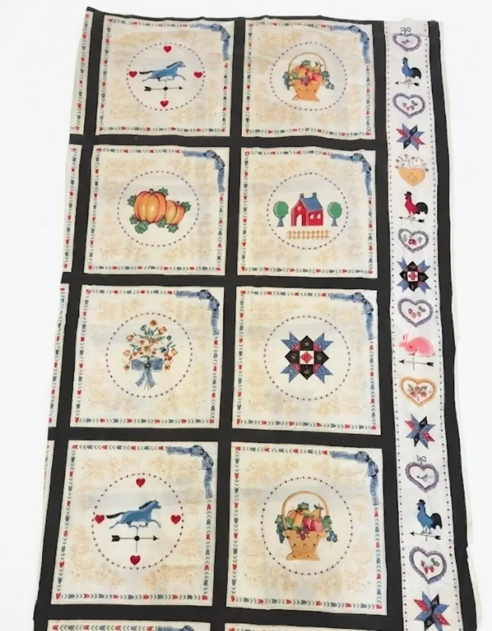 Vintage Quilt Block Fabric Farm Country 2.5 Yards